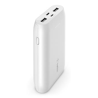 BELKIN powerbanka 10 000mAh, 15W + 15cm USB-C kabel, bílá