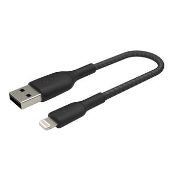 BELKIN kabel oplétaný USB-A - Lightning 15cm, čern