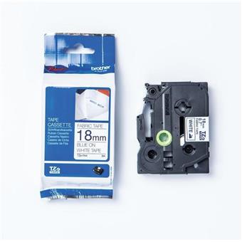 TZE-FA4, bílá / modrá, 18 mm, zažehlovací páska
