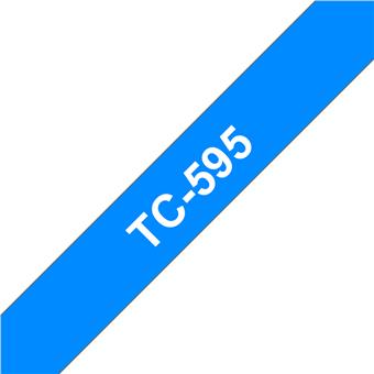 Brother TC-595 - bílý tisk na modrém podkladu, šířka 9mm