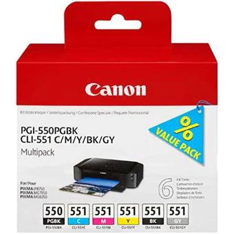 Canon PGI-550 + CLI-551 C/M/Y/BK/GY Multi pack