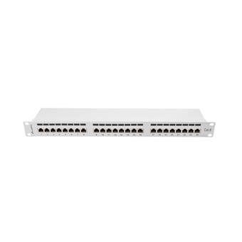 LANBERG PATCH PANEL 24 PORTŮ 1U 19" CAT.6 FTP STÍNĚNÝ ŠEDÝ
