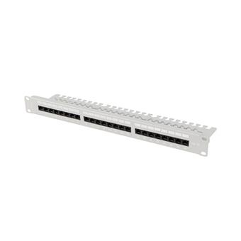 LANBERG PATCH PANEL 24 PORTŮ 1U 19" CAT.5E UTP S POLICÍ ŠEDÝ