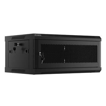 LANBERG RACKOVÁ SKŘÍŇ 19" NÁSTĚNNÁ 4U/600X450 S PERFOROVANÝMI DVEŘMI ČERNÁ (PLOCHÉ BALENÍ)