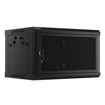LANBERG 19" RACKOVÁ SKRIŇA PRO MONTÁŽ NA STENU 6U/600X450 S PERFOROVANÝMI DVERAMI ČIERNA-PLOCHÉ BALENIE