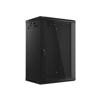 LANBERG 19" RACKOVÁ SKŘÍŇ PRO MONTÁŽ NA STĚNU 18U/600X450 (FLAT PACK) S PROSKLENÝMI DVEŘMI ČERNÁ V2