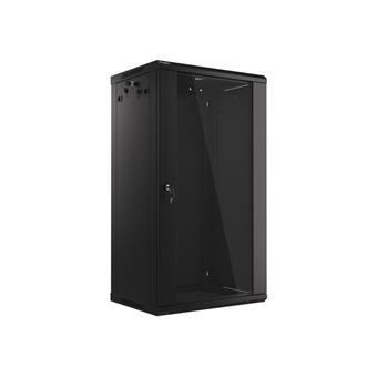 LANBERG 19" RACKOVÁ SKŘÍŇ PRO MONTÁŽ NA STĚNU 22U/600X450 (FLAT PACK) S PROSKLENÝMI DVEŘMI ČERNÁ V2