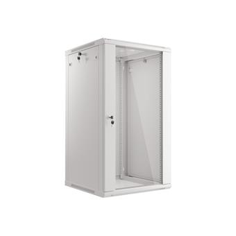 LANBERG 19" RACKOVÁ SKŘÍŇ PRO MONTÁŽ NA STĚNU 22U/600X600 (FLAT PACK) S PROSKLENÝMI DVEŘMI ŠEDÁ V2
