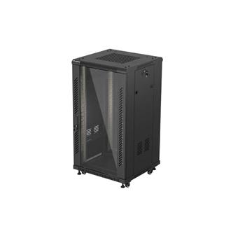 LANBERG INSTALAČNÍ SKŘÍŇOVÝ ROZVADĚČ 19" 22U 600X600 ČERNÉ SKLENĚNÉ DVEŘE (PLOCHÉ BALENÍ)