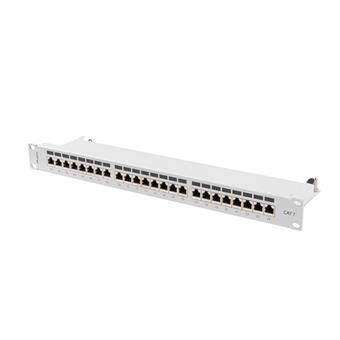 PATCH PANEL 24 PORTŮ 1U 19" CAT.7 FTP STÍNĚNÝ ŠEDÝ LANBERG