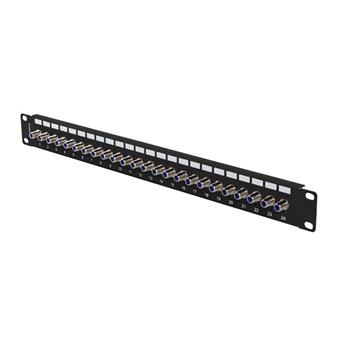 PATCH PANEL 24 PORTŮ 1U S KONEKTOREM TYPU F ČERNÝ LANBERG