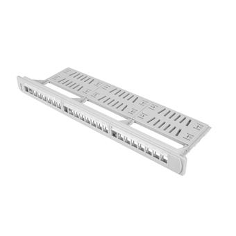 24PORTOVÝ PATCH PANEL 1U S ORGANIZÉREM PRO KEYSTONE MODULY ŠEDÝ LANBERG