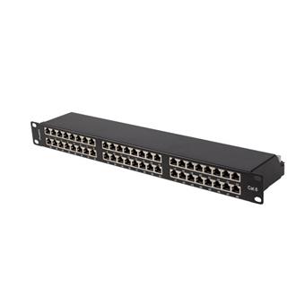 PATCH PANEL 48 PORTŮ 1U 19" CAT.6 FTP STÍNĚNÝ ČERNÝ LANBERG