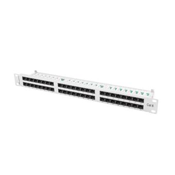PATCH PANEL 48 PORTŮ 1U 19" CAT.6 UTP ŠEDÝ LANBERG