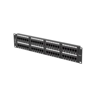 PATCH PANEL 48 PORTŮ 2U 19" CAT.6 UTP ČERNÝ LANBERG