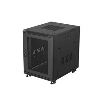 19" VOĽNE STOJÚCA RACKOVÁ SKRIŇA 15U/600X800 (FLAT PACK) SO SIEŤOVÝMI DVERAMI ČIERNA LANBERG