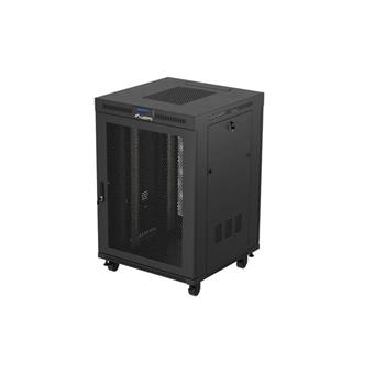 19" VOĽNE STOJÚCA RACKOVÁ SKRIŇA 22U/800X800 (FLAT PACK) ČIERNA S PRESKLENÝMI DVERAMI LCD LANBERG V2