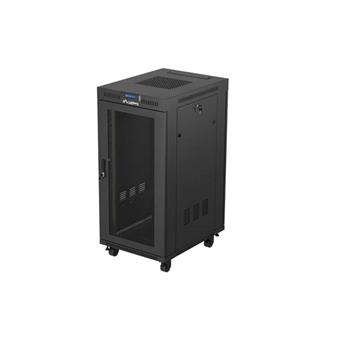 19" VOLNĚ STOJÍCÍ RACKOVÁ SKŘÍŇ 24U 600X800 ČERNÁ S PERFOROVANÝMI DVEŘMI LANBERG (FLAT PACK) V2