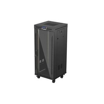 19" VOLNĚ STOJÍCÍ RACKOVÁ SKŘÍŇ 27U/600X600 (FLAT PACK) S PROSKLENÝMI DVEŘMI LCD ČERNÁ LANBERG V2