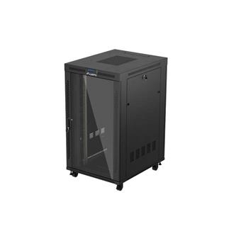 19" VOLNĚ STOJÍCÍ RACKOVÁ SKŘÍŇ 27U/800X1000 (FLAT PACK) S PROSKLENÝMI DVEŘMI LCD ČERNÁ LANBERG V2
