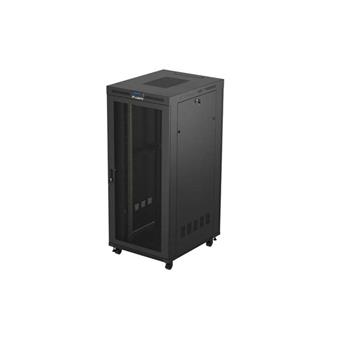 19" VOĽNE STOJÚCA RACKOVÁ SKRIŇA 37U/800X1000 (FLAT PACK) ČIERNA S PRESKLENÝMI DVERAMI LCD LANBERG V2