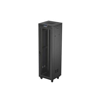 19" VOLNĚ STOJÍCÍ RACKOVÁ SKŘÍŇ 42U/600X600 (FLAT PACK) SE SÍŤOVÝMI DVEŘMI LCD ČERNÁ LANBERG V2