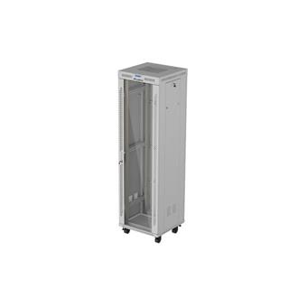 19" VOĽNE STOJÚCA RACKOVÁ SKRIŇA 42U 600X600 ŠEDÉ SKLENENÉ DVERE LCD LANBERG (FLAT PACK) V2