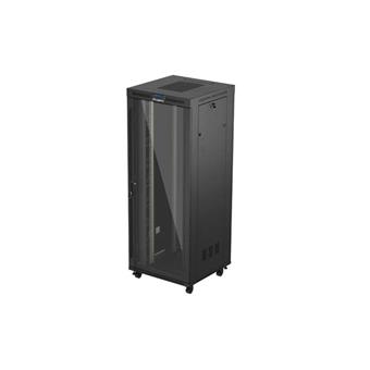19" VOLNĚ STOJÍCÍ RACKOVÁ SKŘÍŇ 42U/800X800 (FLAT PACK) S PROSKLENÝMI DVEŘMI LCD ČERNÁ LANBERG V2