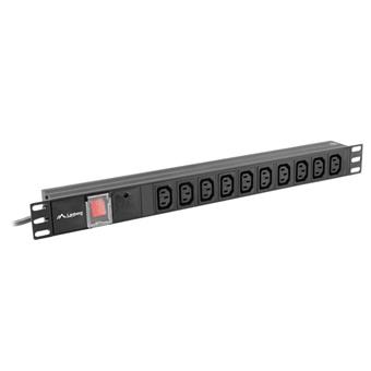 NAPÁJECÍ PANEL (PDU) 19" LANBERG 1U 10A 2m 10X IEC C13 ZÁSUVKA ČERNÁ C14
