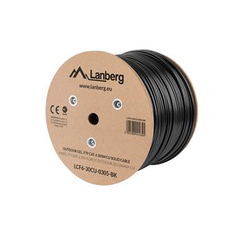 Instalační LAN kabel CAT.6 FTP 305 m, gelová výplň, měď, černý, LANBERG
