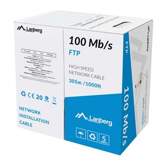 LAN KABEL FTP 305M PEVNÝ CCA ŠEDÝ LANBERG