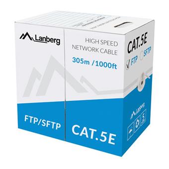 LAN KABEL CAT.5E FTP 305M PEVNÝ CU ŠEDÝ CPR + FLUK