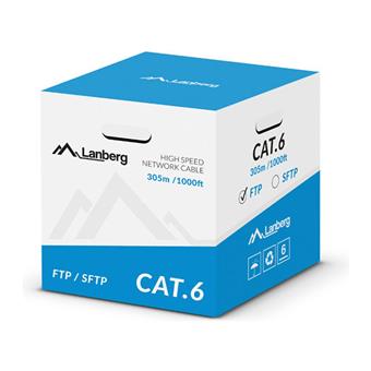 LAN KABEL CAT.6 FTP 305M PEVNÝ CU ŠEDÝ CPR + FLUKE