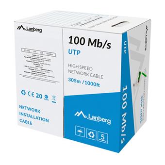 LAN KABEL UTP 305M PEVNÝ CCA ZELENÝ LANBERG