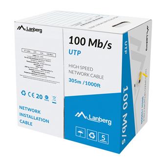 LAN KABEL UTP 305M PEVNÝ CCA ŽLUTÝ LANBERG