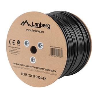 LAN KABEL CAT.5E UTP 305M PEVNÝ VENKOVNÍ CU ČERNÝ