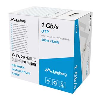 LAN UTP KABEL 1GB/S 100M DRÁT CCA ŠEDÝ LANBERG