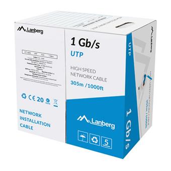 LAN KABEL 1GB/S 305M PEVNÝ CCA MODRÝ LANBERG