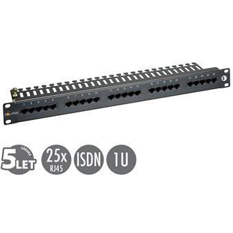 19" ISDN panel Solarix 25 x RJ45 černý 1U SX25-ISDN-BK