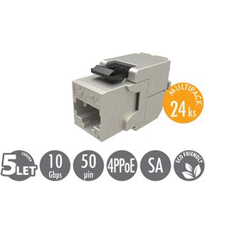 MULTIPACK 24 ks - samořezný keystone Solarix CAT6A STP SXKJ-10G-STP-BK-SA Component Level a 4PPoE