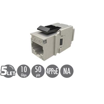 Rýchlozarezávacie keystone Solarix CAT6A STP SXKJ-10G-STP-BK-NA Component Level a 4PPoE certifikácia