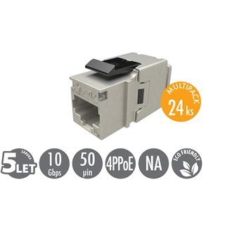 MULTIPACK 24 ks - rýchlozarezávací keystone Solarix CAT6A STP SXKJ-10G-STP-BK-NA Comp. Level a 4PPoE