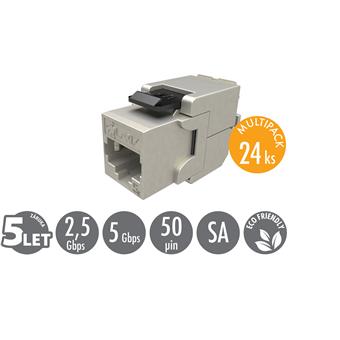MULTIPACK 24 ks - samorezný keystone Solarix CAT5E STP SXKJ-5E-STP-BK-SA
