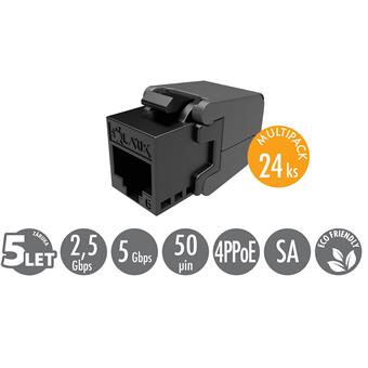 MULTIPACK 24 ks - samorezný keystone Solarix CAT6 UTP SXKJ-6-UTP-BK-SA Component Level a 4PPoE
