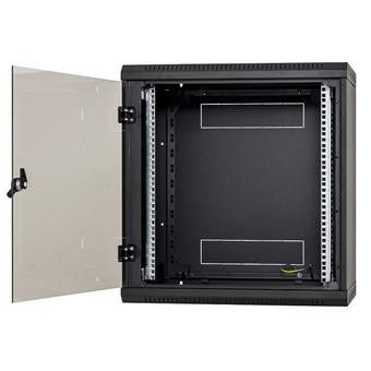 Nástenný rack jednodielny 12U (š)600x(h)595 perforované dvere čierny
