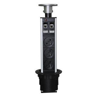 Zásuvkový system 2300 telescop 2xRJ45 Cat.6,3x220V