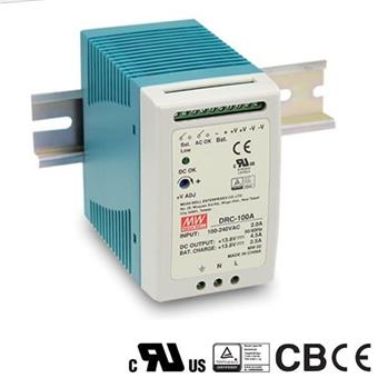 MEANWELL - DRC-100B - Průmyslový napájecí zdroj 24V 100W s funkcí nabíječky na DIN lištu