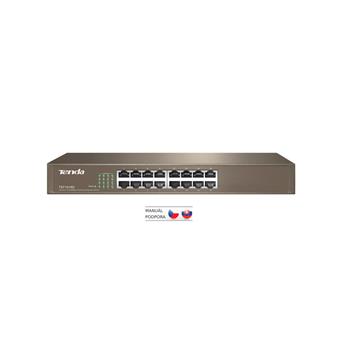 Tenda TEF1016D - 16x 10/100 Mb/s Fast Ethernet Switch, Fanless-bez ventilátorů,Rackmount,6kV ochrana