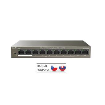 Tenda TEF1110P-8-63W PoE AT switch - 8x PoE 100 Mb/s + 2x Uplink 100 Mb/s, PoE max 63W, fanless