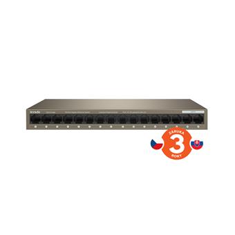 Tenda TEG1016M 16-port Gigabit Switch, 16x 10/100/1000 Mb/s, Fanless, MAC 8K, napájení AC/DC, i zeď